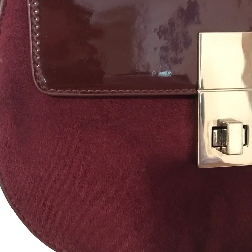 Express Burgundy Patent and Suede Crossbody